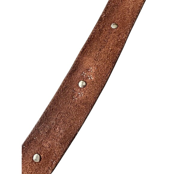 Vtg GUESS Leather Belt Big Buckle Studded Rhinestone Brown Y2K main image 7